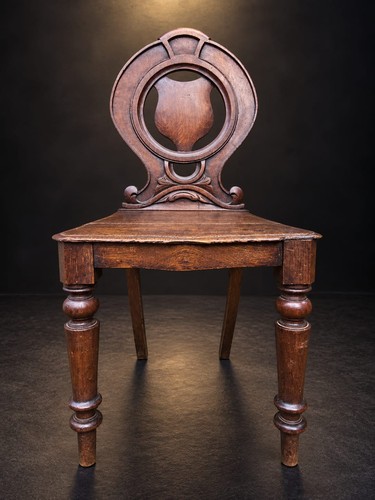 Antique oak hall chair - antique,