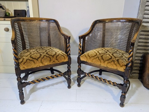 Pair antique oak barley - antique,