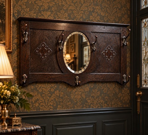 Antique arts crafts oak hall - oak,