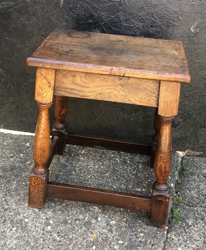 Antique oak joint stool - antique,