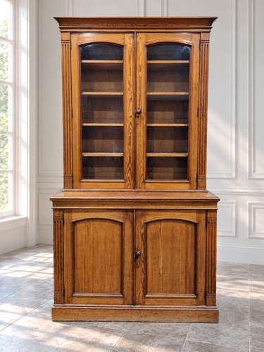 Victorian pitch pine bookcase - victorian,