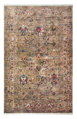 Antique beige floral rug - antique,