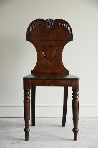 Antique mahogany hall chair - mahogany,